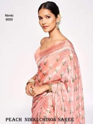 Nimki 9 Peach  Pure Chinon Saree
