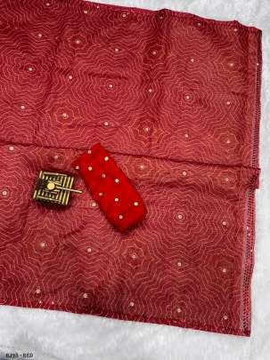 Nirmala Beautiful Print With Hand Zari Booti Works Organza Saree