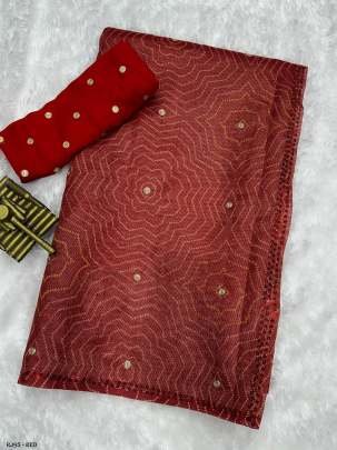 Nirmala Beautiful Print With Hand Zari Booti Works Organza Saree