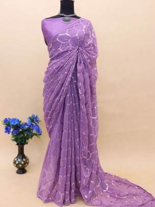 Niyati 3 Purple Georgette Sequence Work Saree