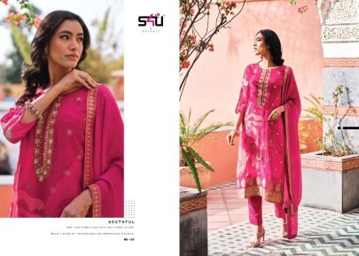 NUSRAT Catalog From S4u by Shivali Pure Organza Jacquard Kurta Pant Set