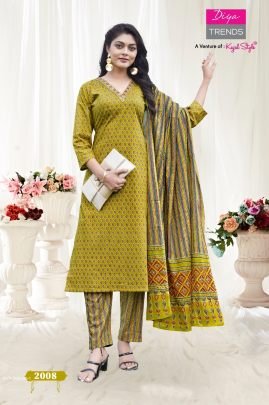 Odhani  Kajal style Designer Cotton Kurti pant set wth dupatta