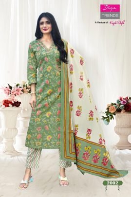 Odhani  Kajal style Designer Cotton Kurti pant set wth dupatta