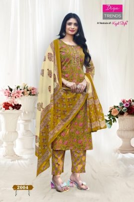 Odhani  Kajal style Designer Cotton Kurti pant set wth dupatta