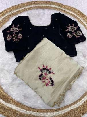 Off White Exclusive Bollywood Two Ton Rangoli Silk Saree With Readymade Blouse