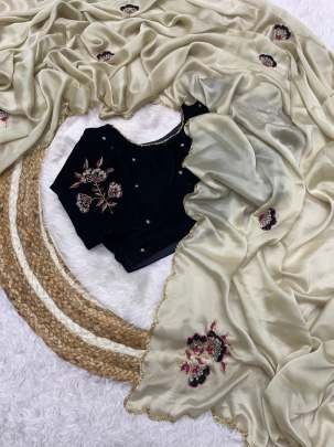 Off White Exclusive Bollywood Two Ton Rangoli Silk Saree With Readymade Blouse