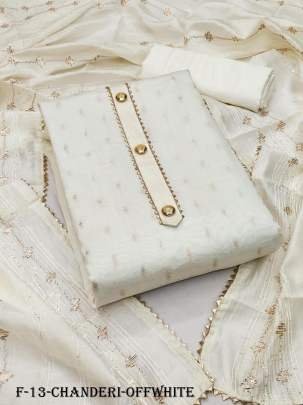 Off White Modal Chanderi Butti Dress Material