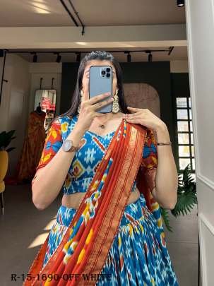 Ferozi Patola Printed Tussar Silk Lehenga choli