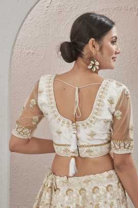Off White Stone and Embroidered Work Net Lehenga choli