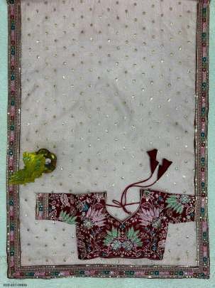 Onion Bollywood Style Thread And Sequence Work Organza Silk Saree