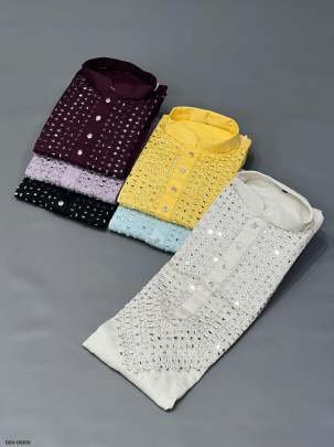 Onion Color Classic real mirror work mens kurta by fab funda