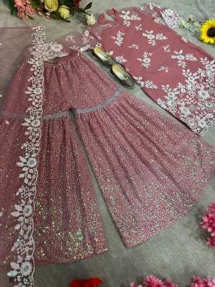 Onion New Traditional Embroidery Sharara Suits