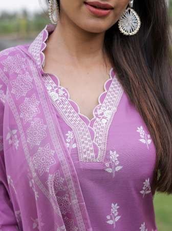 Onion Pink Rayon Embroidered Kurta Pant Set