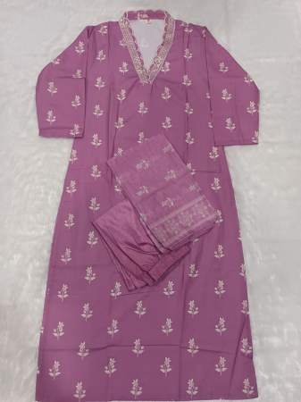Onion Pink Rayon Embroidered Kurta Pant Set