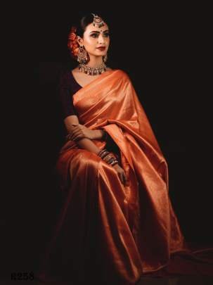 Orange Banarasi Soft Silk Weaving Saree