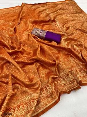 Orange Banarasi Soft Silk Weaving Saree