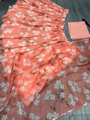 Orange Floral Printed Lehenga For Women