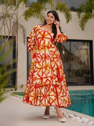 Orange Soft Cotton One Piece Dress