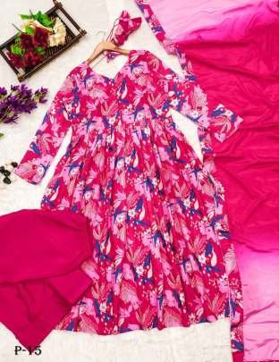 Orchid Chinon Silk Pink Kurti With Dupatta