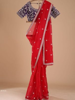 organza embroidered designer saree collection