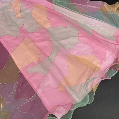 Organza Silk Heavy  With Digital Print And Handwork Full Sleeve gown