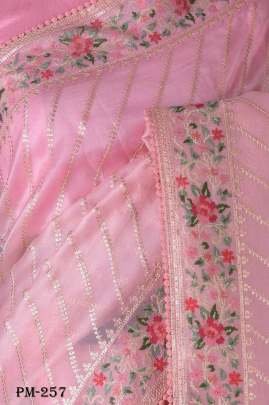 Party Wear Pink Organza Silk Saree