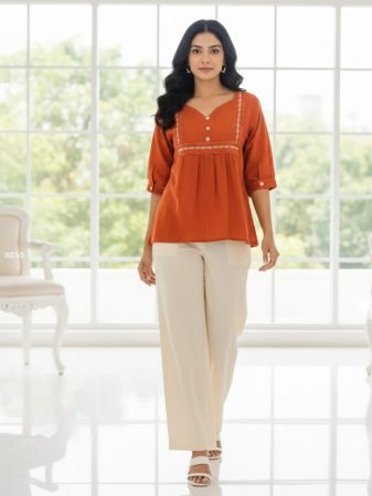Ornage Soft Cotton Regular Wear Top 