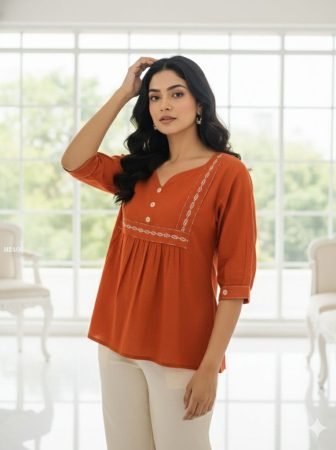 Ornage Soft Cotton Regular Wear Top