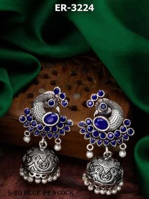 Oxidized Earrings Blue Peacock Set From Fab Funda