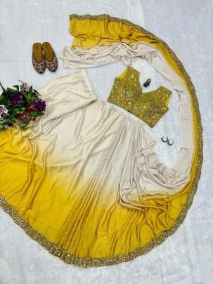 Padding Chinon Real Mirror Work Ready To Wear Saree