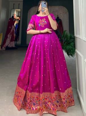 Paithani Silk Festive Wear Purple Gown