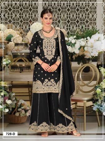 Pakistani Chinon Silk Dress Material With Embroidery