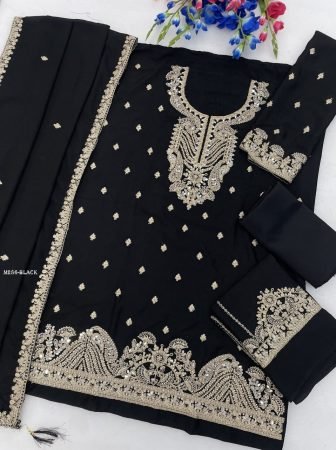 Pakistani Chinon Silk Dress Material With Embroidery