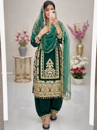 Pakistani Style Red Palazzo Suit with Dupatta