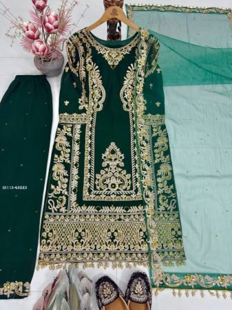 Pakistani Style Red Palazzo Suit with Dupatta