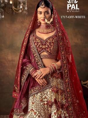 Pal Heavy Designer Velvet Bridal Lehenga with Zarkan and Hand work -Off White 1717