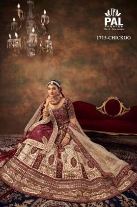 Pal Heavy Designer Velvet Bridal Lehenga with Zarkan and Hand work -chikoo 1715