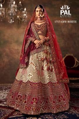 Pal Heavy Designer Velvet Bridal Lehenga with Zarkan and Hand work -Off White 1717