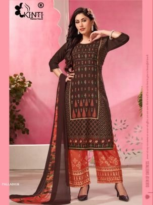PALLADIUM By Kinti Rayon Kurti Pant And Dupatta Set