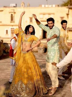 Paper Mirror Work Georgette Lehenga Choli