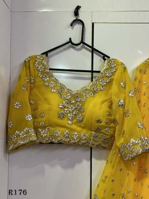 Paper Mirror Work Georgette Lehenga Choli