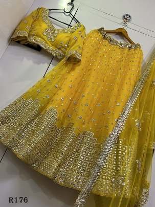 Paper Mirror Work Georgette Lehenga Choli