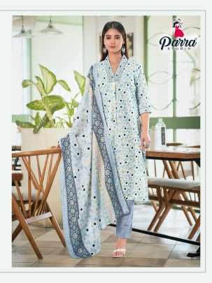 Para Studio Cotton House Designer 3pcs Kurti Set