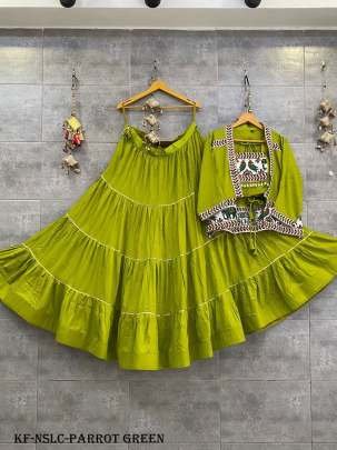 Parrot Green Naratri Special Lehenga Choli