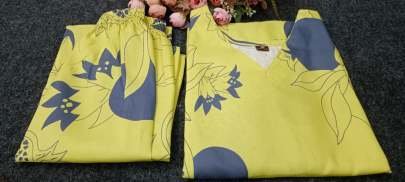 Parrot Green Regular Wear Cotton Kurtis Set With Flower Print