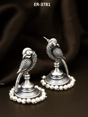 Parrot Oxidized Jhumki Earrings