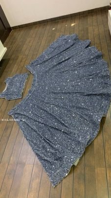 Party Special Velvet Sequence Grey Lehenga Choli With Ruffle Dupatta