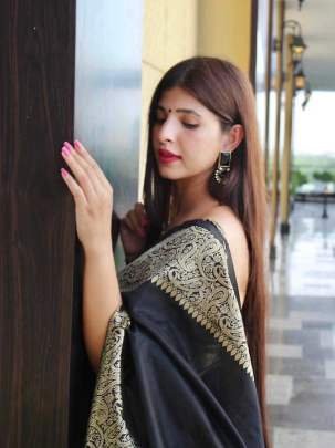 Party Wear Banarasi  Lichi Silk Black Saree