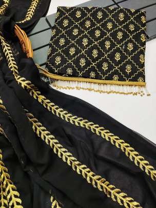 Party Wear Black Embroidered Georgette Saree