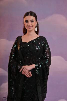 Party Wear Black  Georgeete Banglori Saree